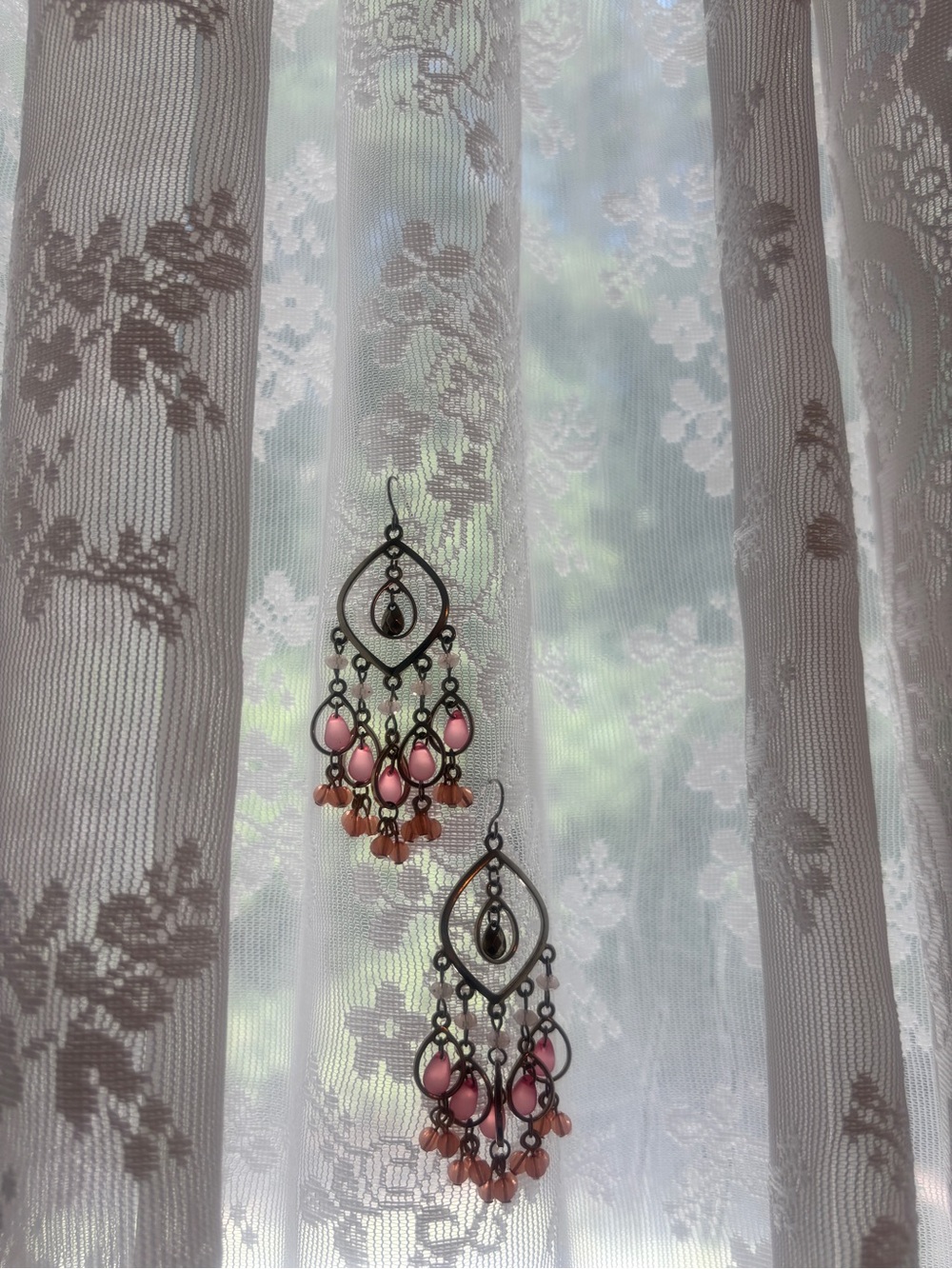 Pink and Coral Teardrop Chandelier Earrings - Women's Jewelry